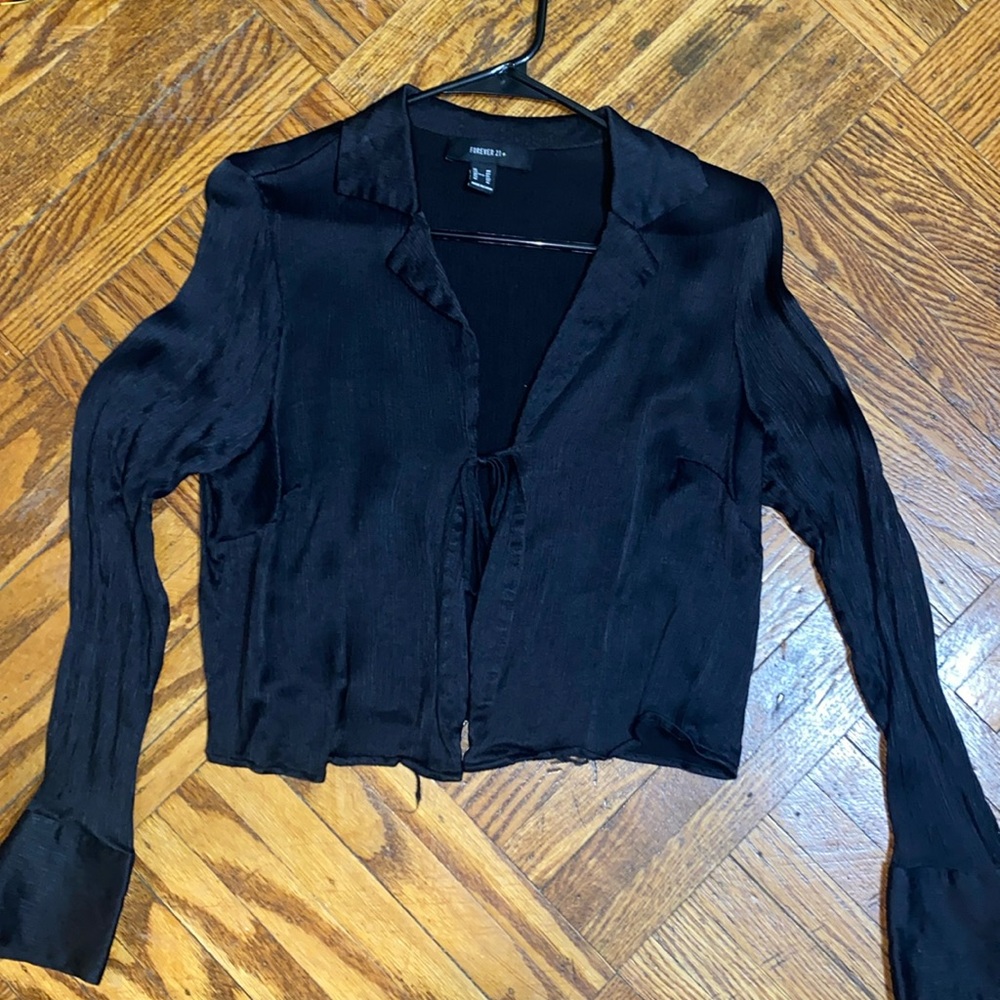 Forever 21+ front tie long sleeve top